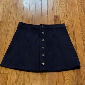 Navy Suede Like Mini Skirt